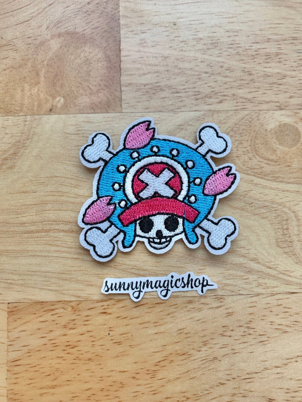 One Piece Anime Embroidered Patch Chopper Logo Skull Pink Blue